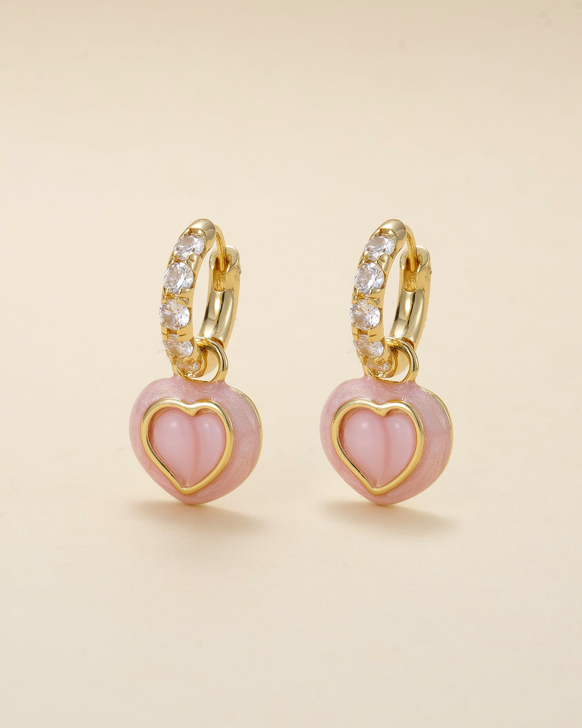 Heart Charm Pink Hoop Earrings - earrings | ZAFARI Studio Jewelry