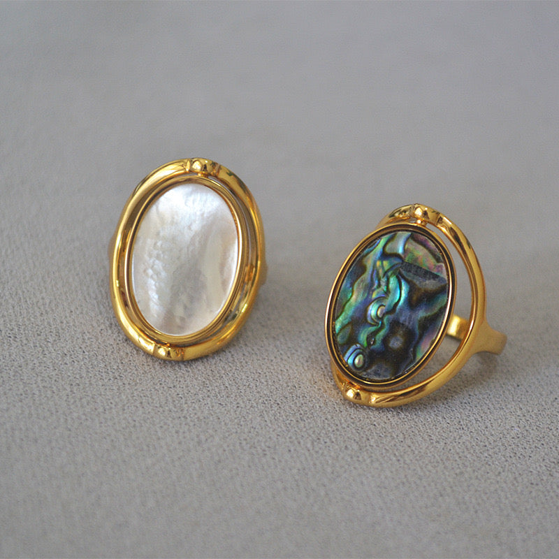 Abalone and White shell Reversible Ring - Zafari Studio Jewelry