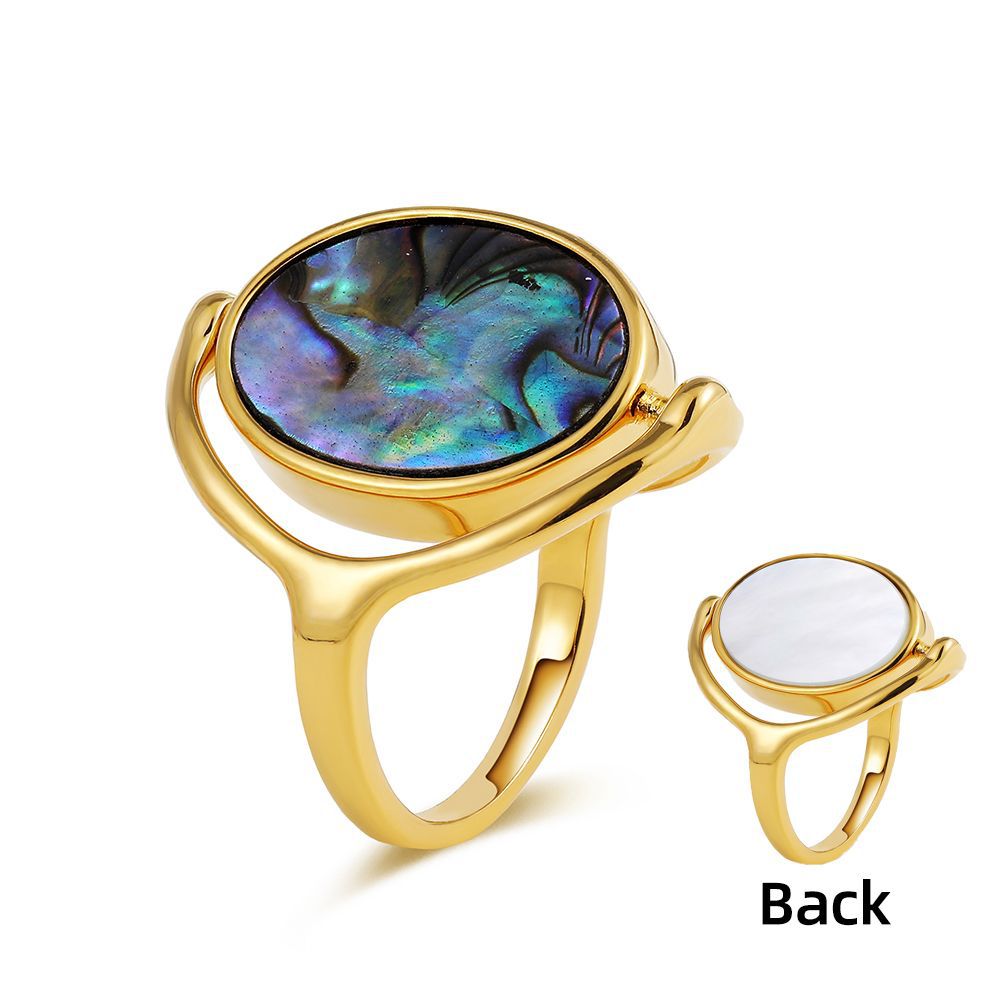 Abalone and White shell Reversible Ring - Zafari Studio Jewelry