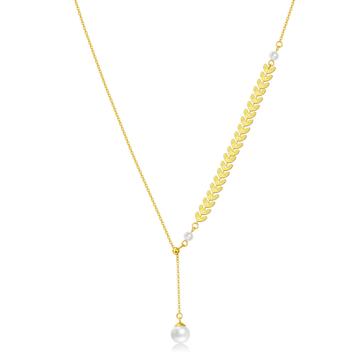 Laurel Leaf Pearl Drop Necklace, Earrings, or Full Set - Zafari Studio Jewelry