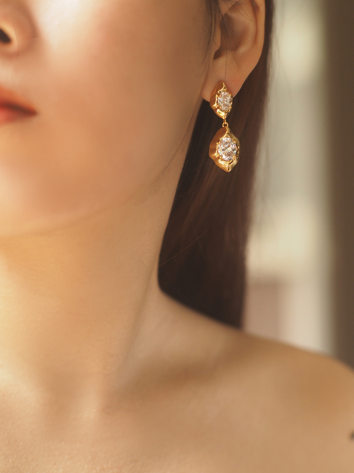 Vintage Chic Zirconia Lava Earrings - Zafari Studio Jewelry