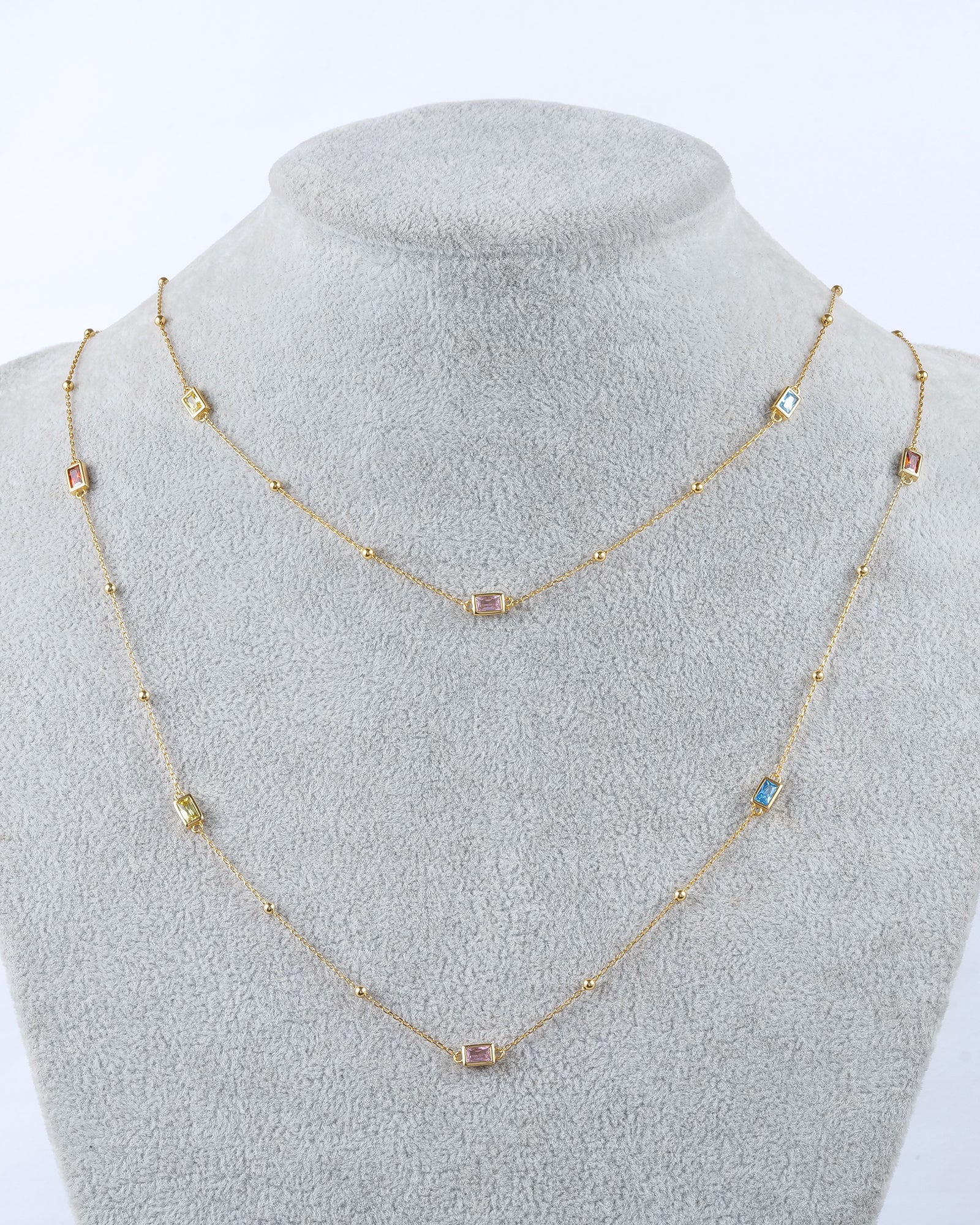 Layered Crystal Necklace Sterling Silver - Necklaces | ZAFARI Studio Jewelry