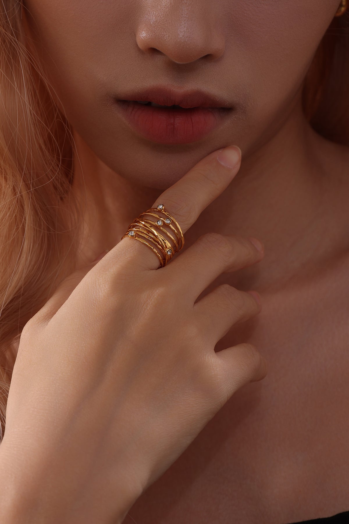 Twisted CZ Layered Ring - Zafari Studio Jewelry
