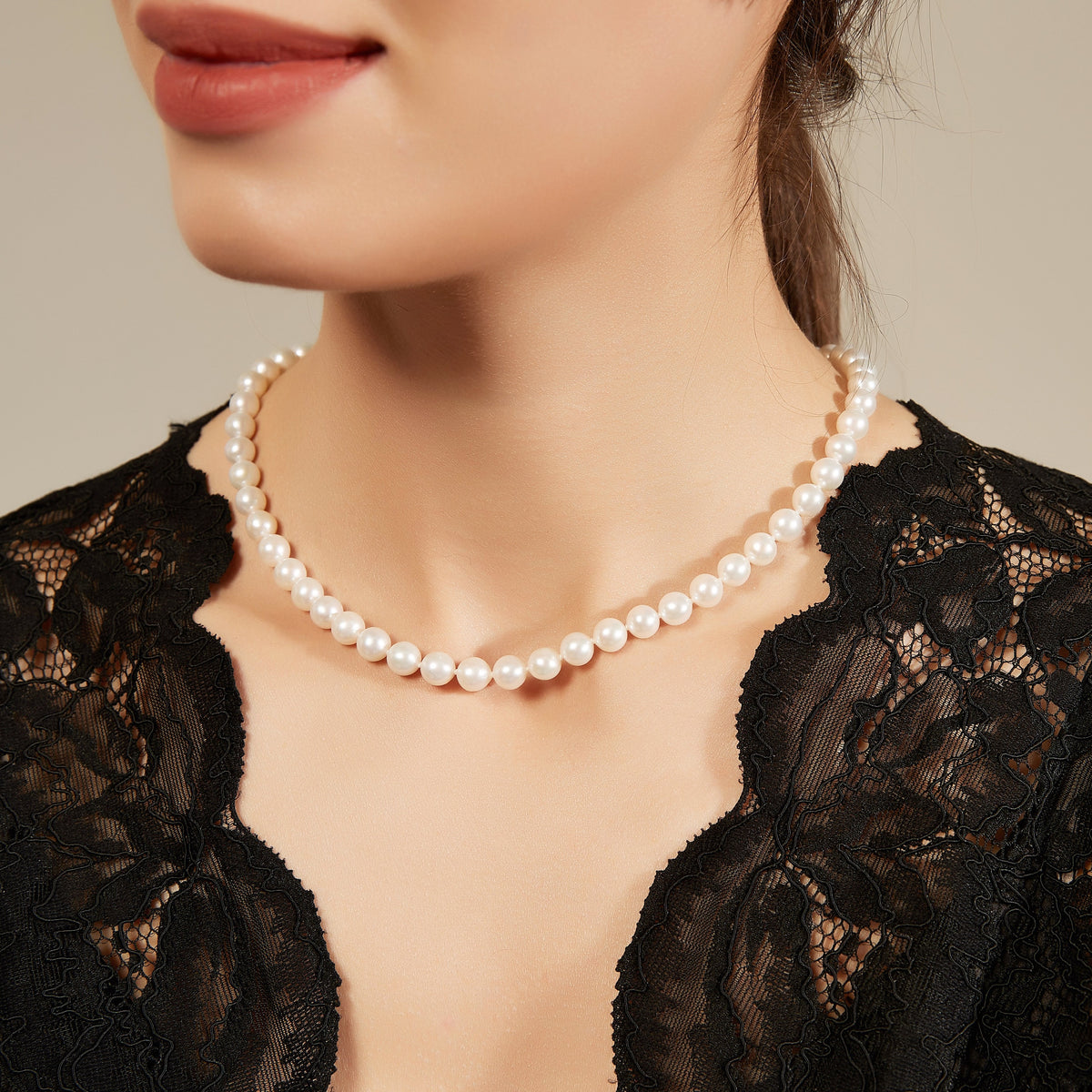 6-8mm White Freshwater Pearl Strand Necklace - Zafari Studio Jewelry