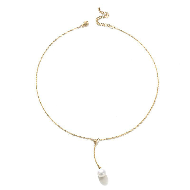 Single Drop Gold Pearl Necklace - Zafari Studio Jewelry