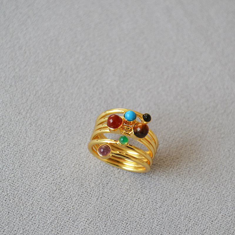 Twisted Gemstone Layered Ring - Zafari Studio Jewelry