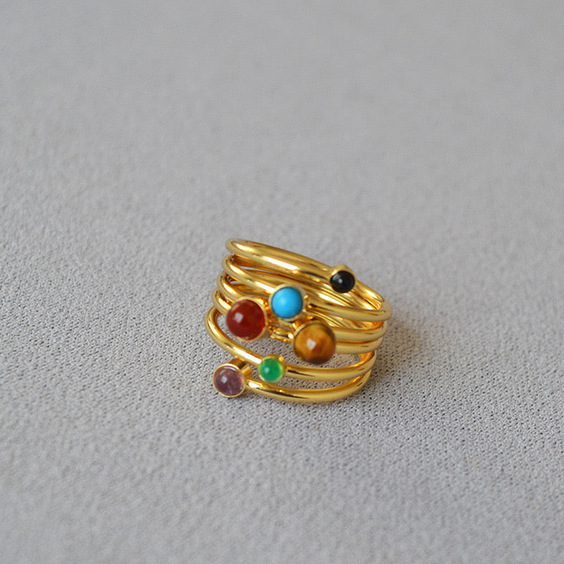 Twisted Gemstone Layered Ring - Zafari Studio Jewelry