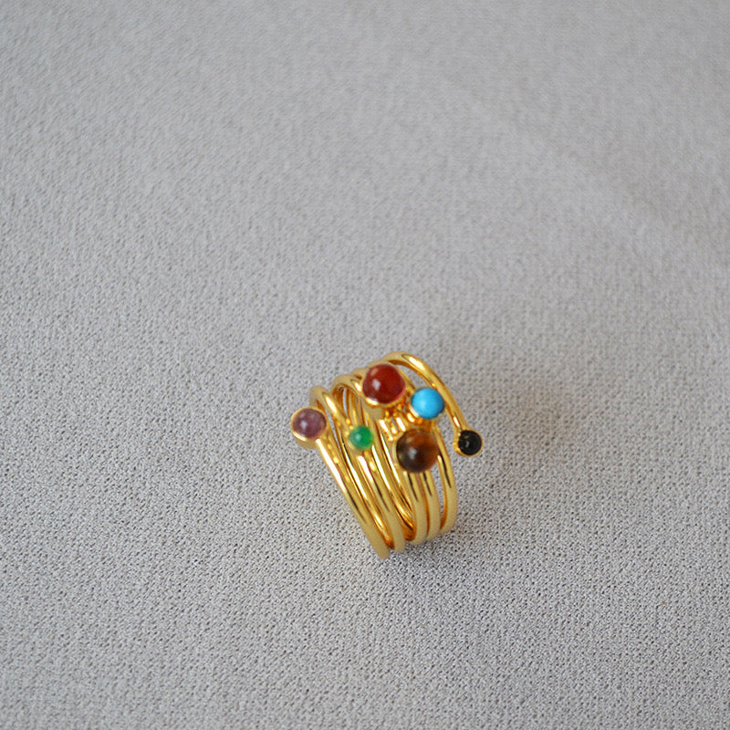 Twisted Gemstone Layered Ring - Zafari Studio Jewelry