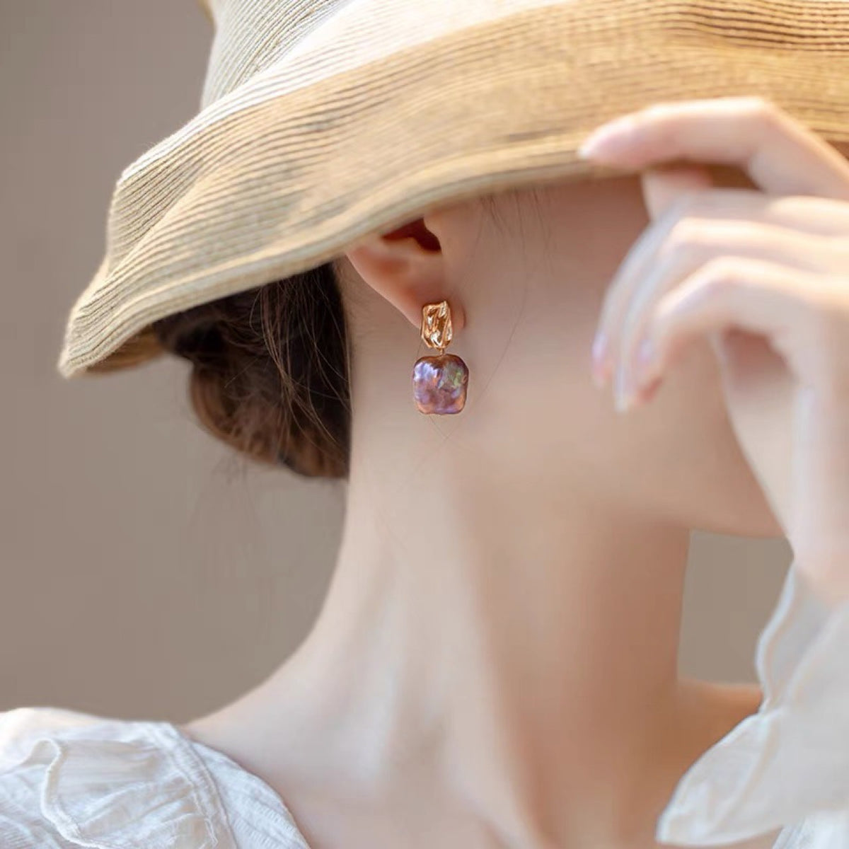 Purple Baroque Pearl Earrings - Zafari Studio Jewelry
