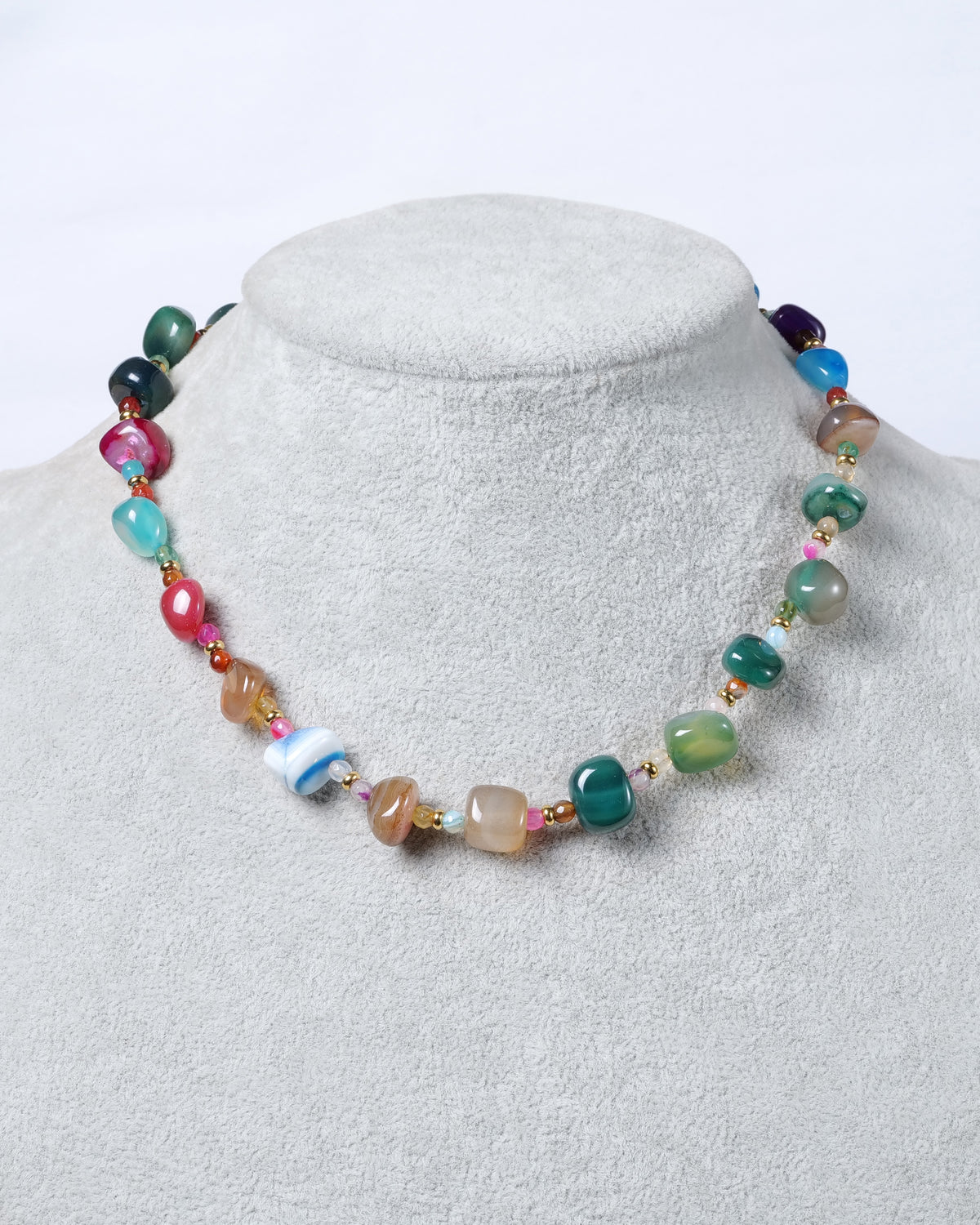 Rainbow Agate Chip Necklace - Necklaces | ZAFARI Studio Jewelry