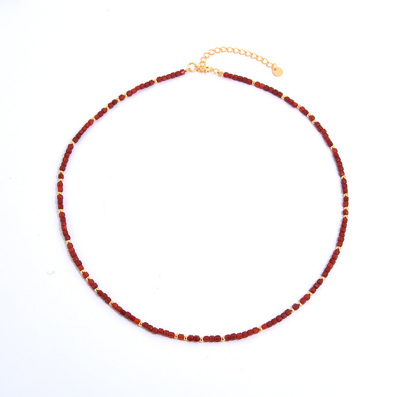 Red Agate Beaded Necklace - Zafari Studio Jewelry