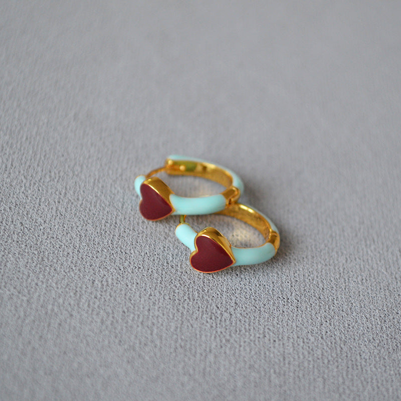 Red Heart Hoop Earrings - Zafari Studio Jewelry