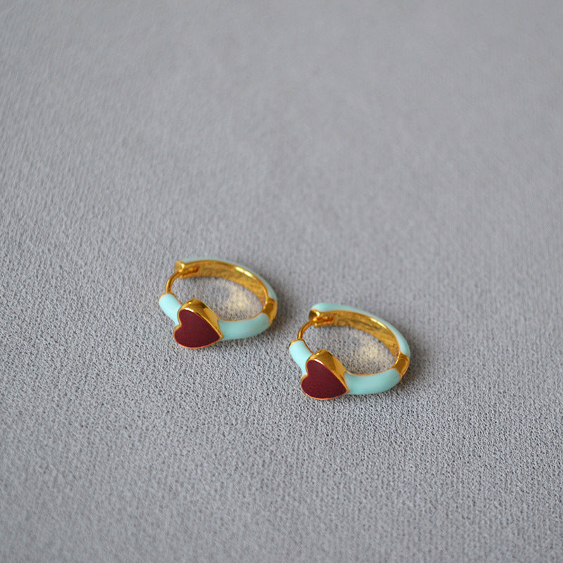 Red Heart Hoop Earrings - Zafari Studio Jewelry