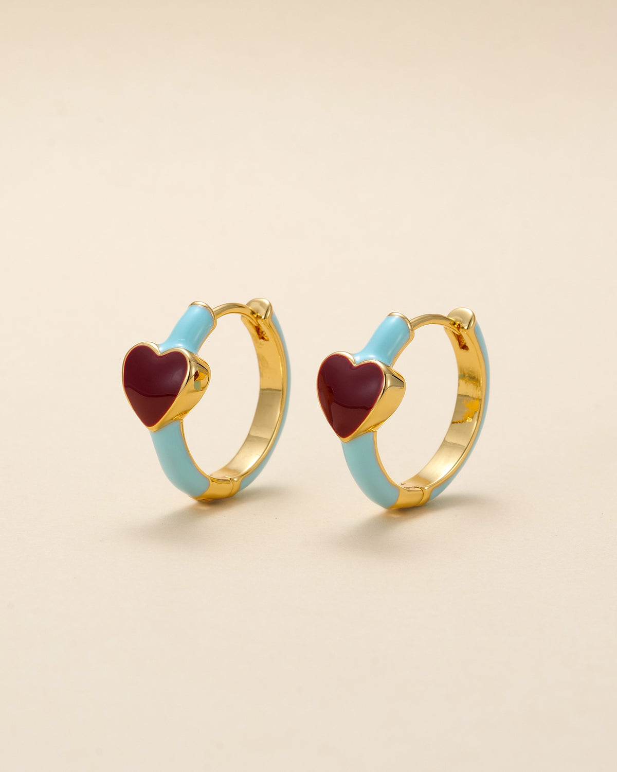 Red Heart Hoop Earrings - earrings | ZAFARI Studio Jewelry