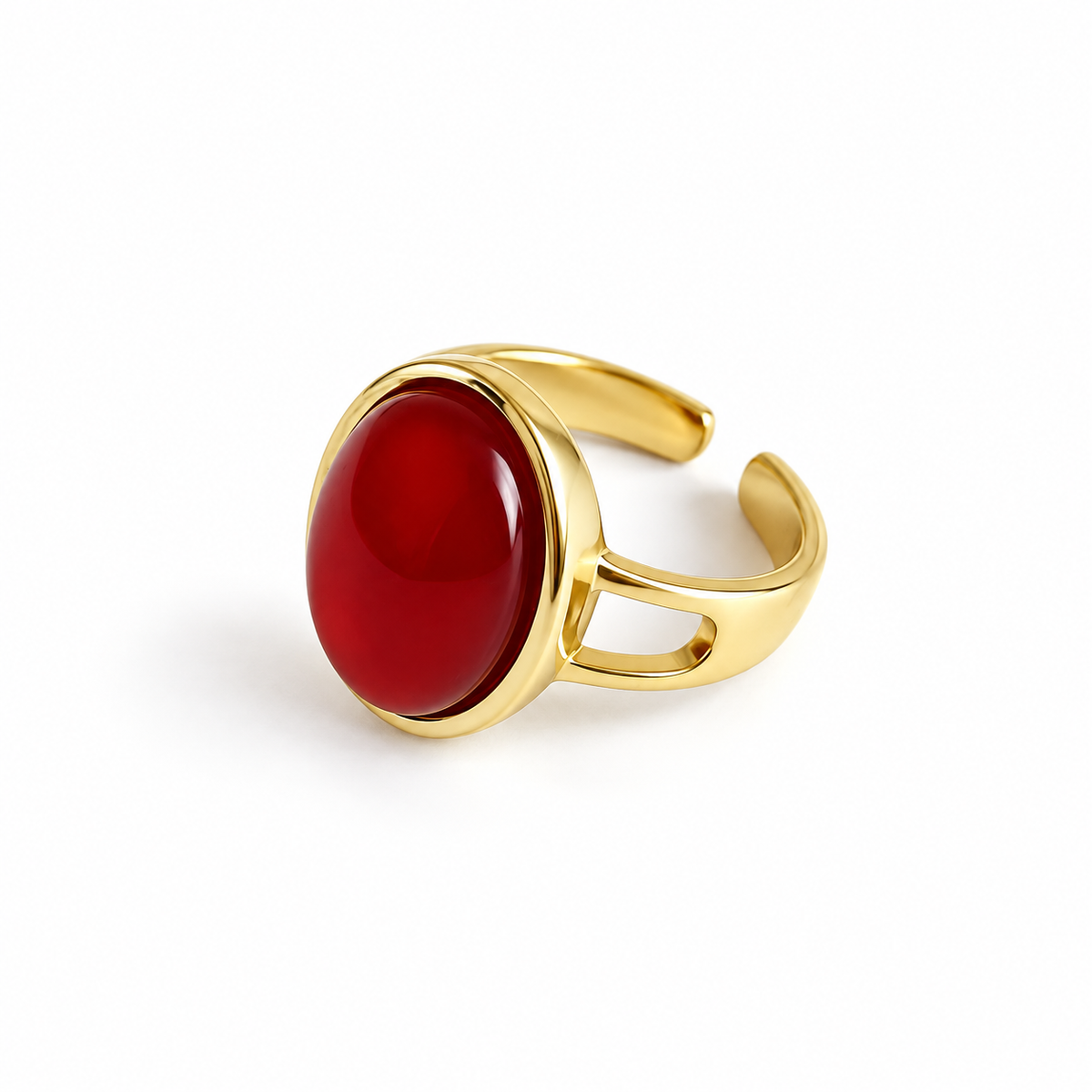 Red Onyx Accent Ring — studio product detail on white
