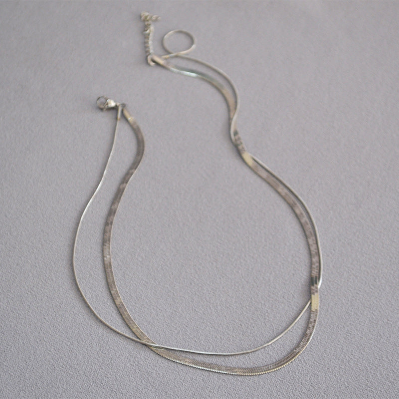Sleek Double-Layered Snakebone Choker Necklace - Zafari Studio Jewelry