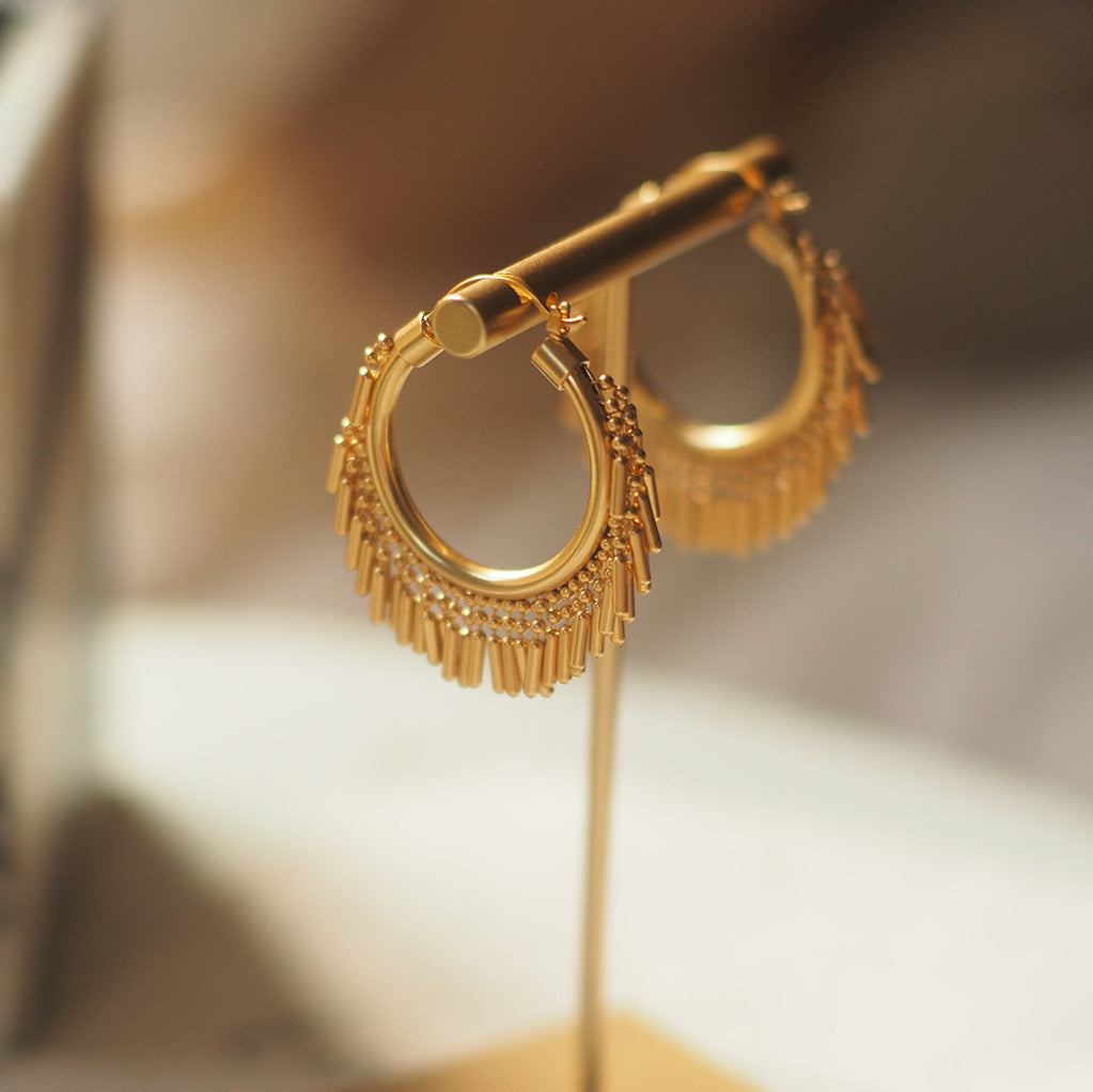 Vintage Hoop Tessel Earrings - Zafari Studio Jewelry