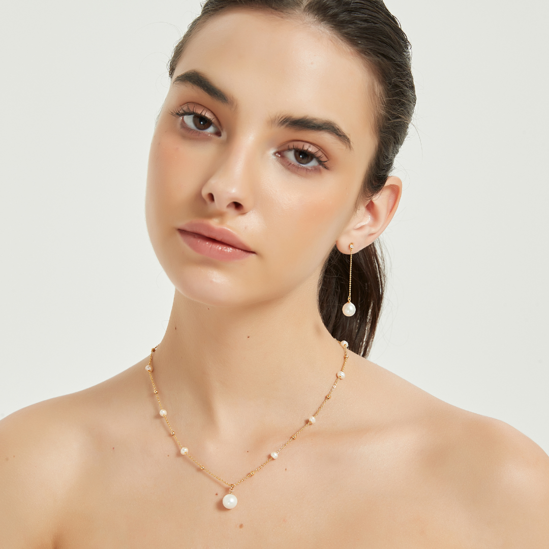 Pearl Teardrop Pendant Beaded Necklace - Zafari Studio Jewelry