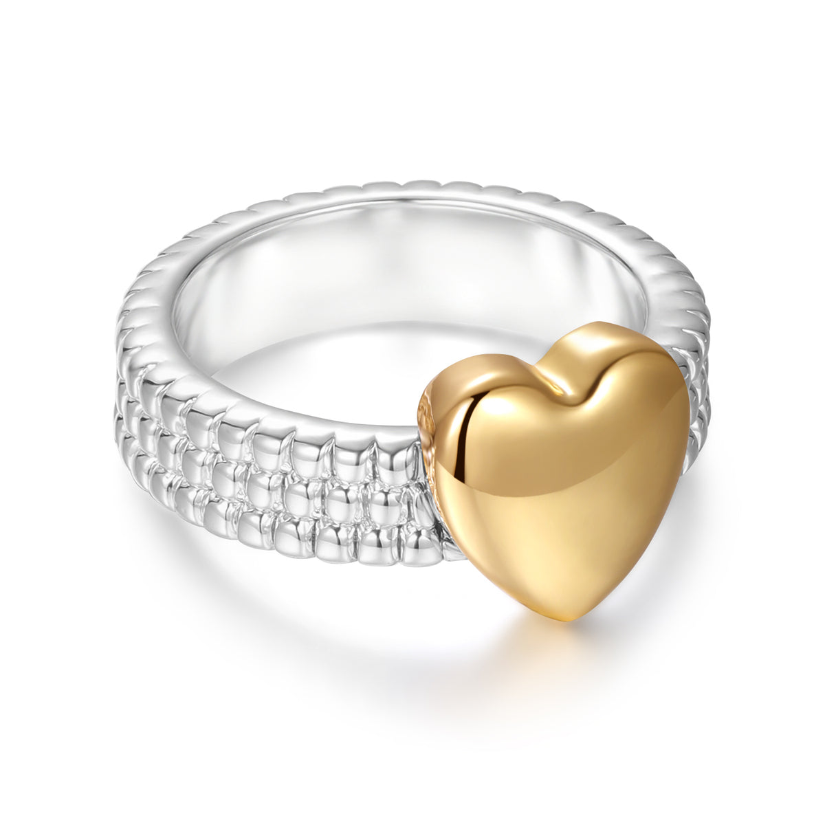Heart Medallion Textured Triple Row Ring - Zafari Studio Jewelry
