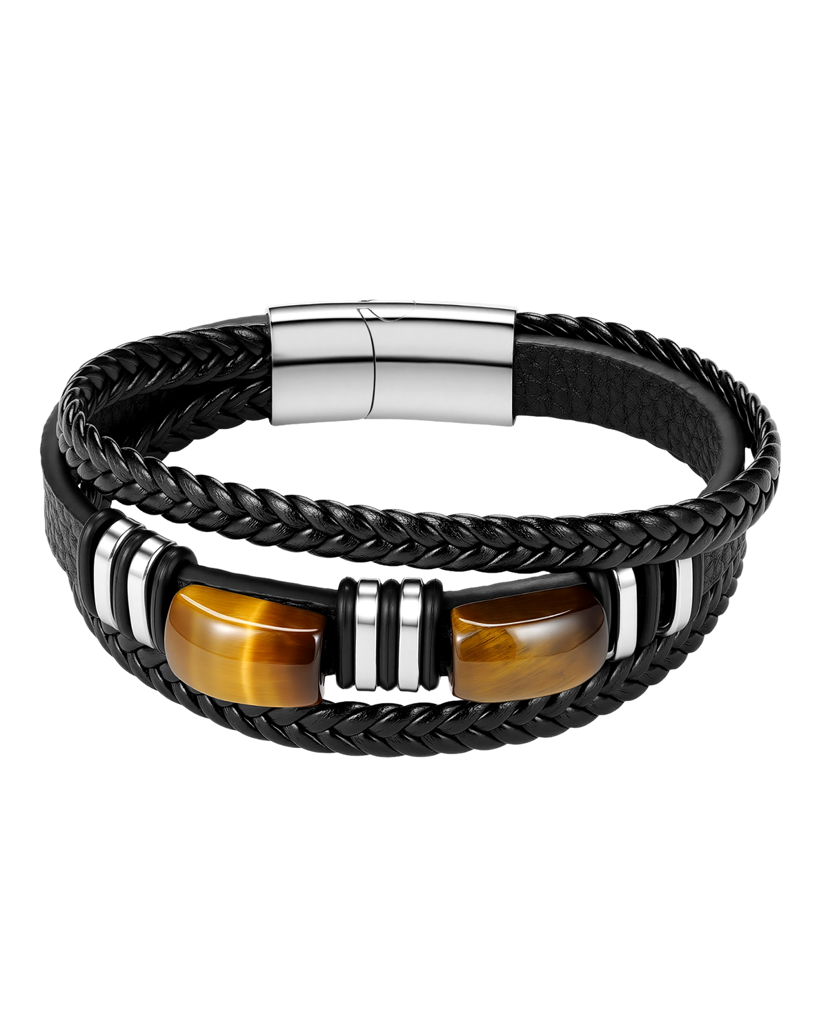 Tiger's Eye Leather Bracelet - Bracelets | ZAFARI Studio Jewelry