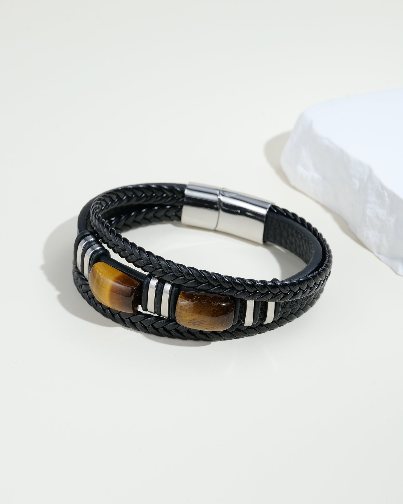 Tiger's Eye Leather Bracelet - Bracelets | ZAFARI Studio Jewelry