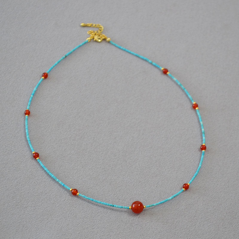 Turquoise Red Accent Necklace - Necklaces | ZAFARI Studio Jewelry