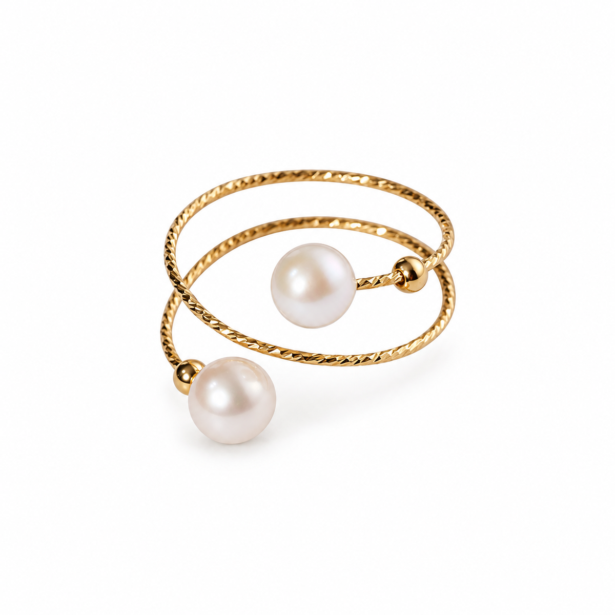 Twin Pearl Wrap Ring — studio product detail on white