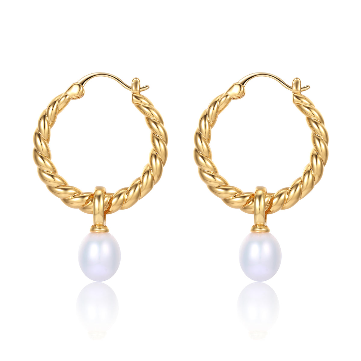 Twisted Hoop Freshwater Pearl Earrings - Zafari Studio Jewelry
