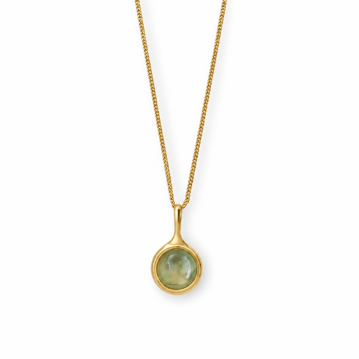 Vintage Citrine & Prehnite Gemstone Gold Vermeil Necklace — product detail on a white background