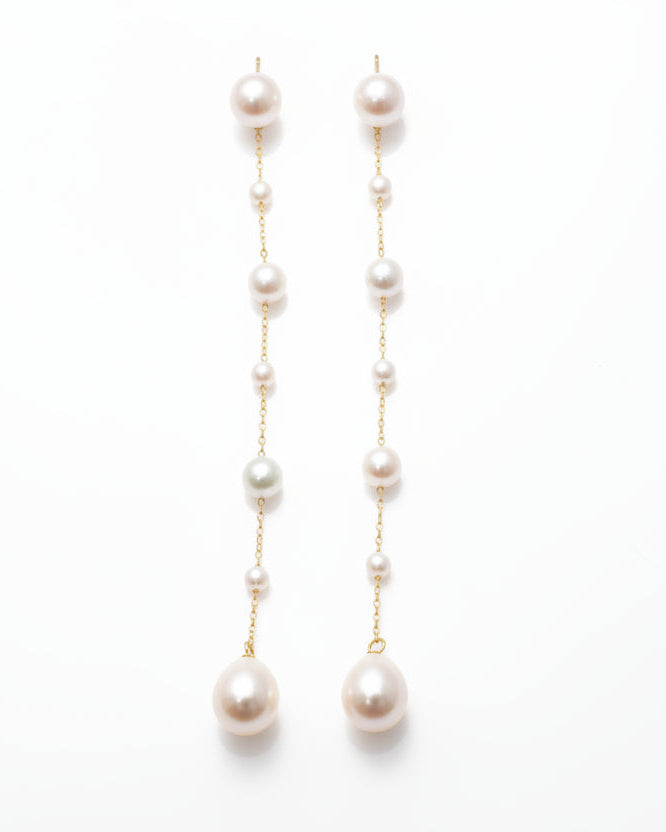 Waterdrop Pearl Long Drop Earrings - Zafari Studio Jewelry
