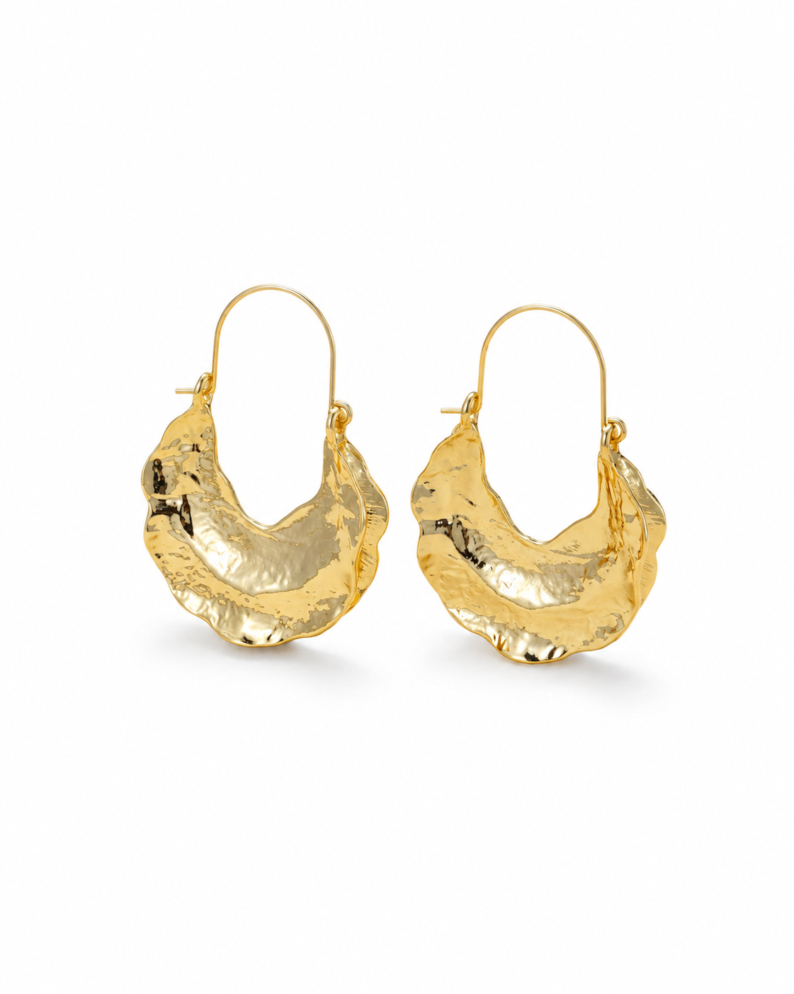 Hammered Crescent Earrings shown on a white background.