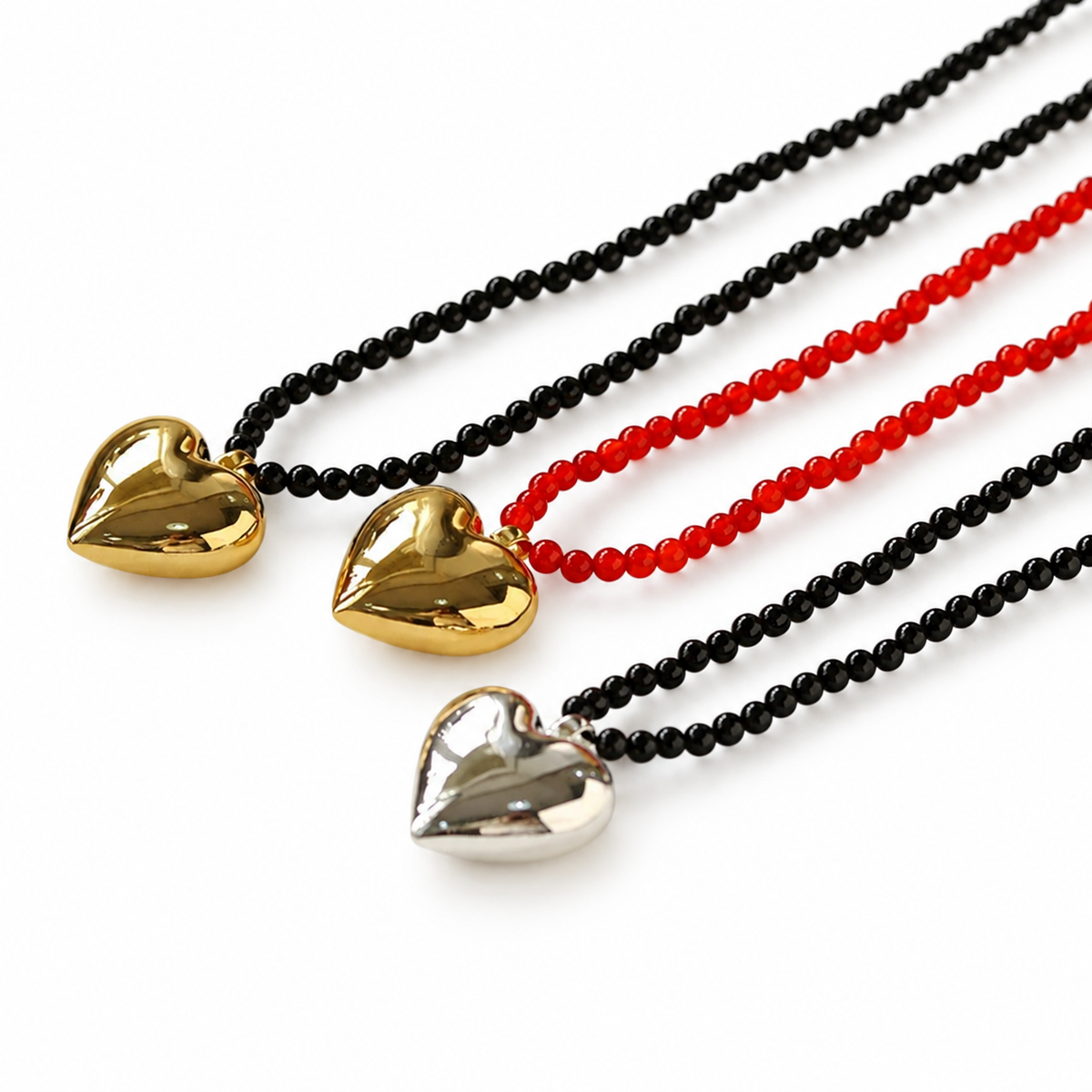 Bead Heart Pendant Necklace shown on a white background.