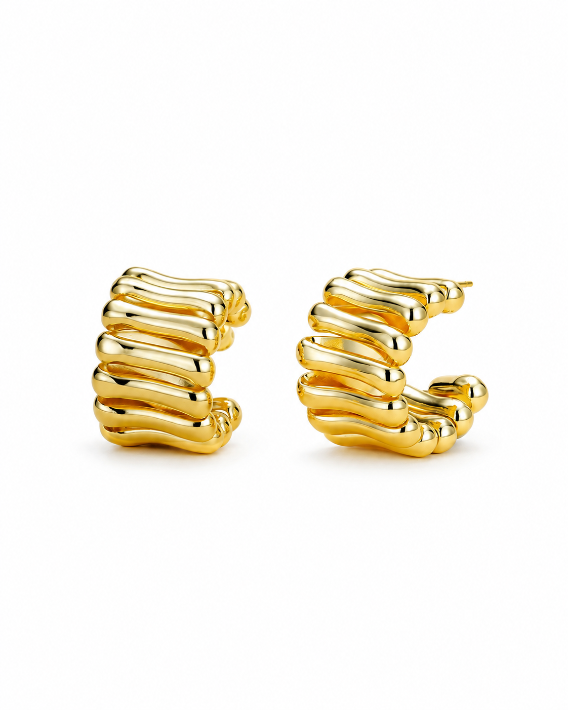 Ribbed C-Hoop Earrings shown on a white background.