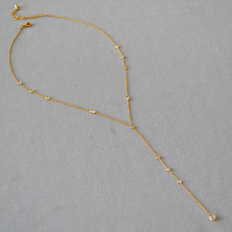 Y-Necklace with Dazzling Drop Zirconia - Zafari Studio Jewelry
