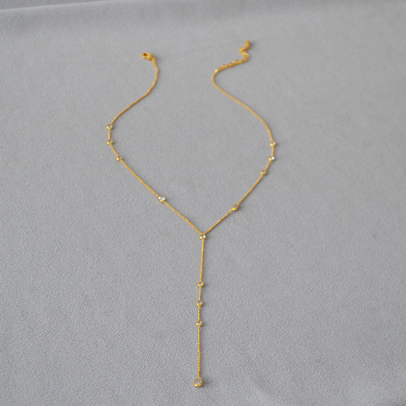 Y-Necklace with Dazzling Drop Zirconia - Zafari Studio Jewelry