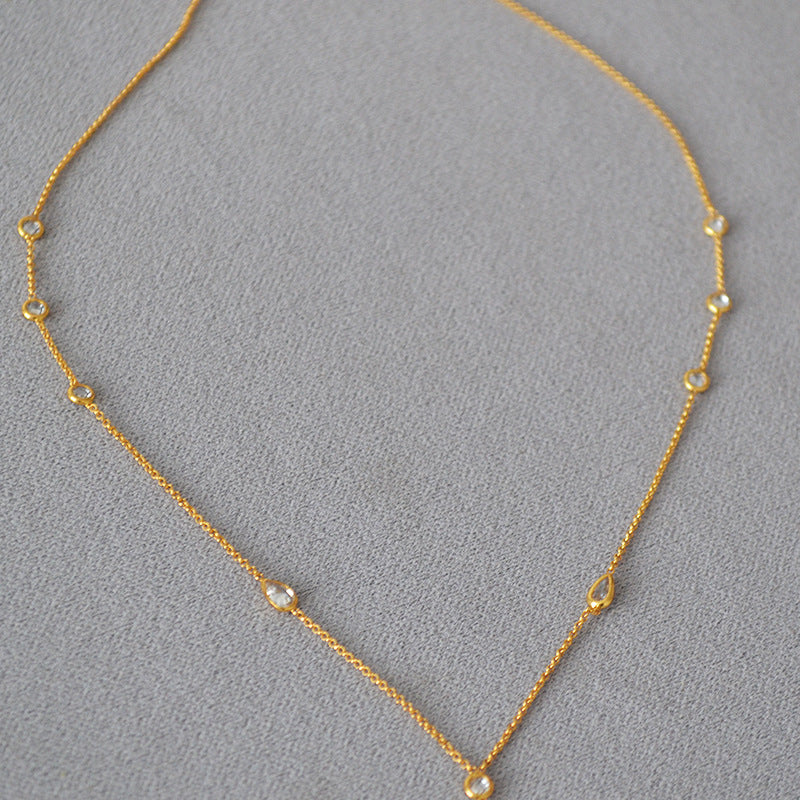 Y-Necklace with Dazzling Drop Zirconia - Zafari Studio Jewelry