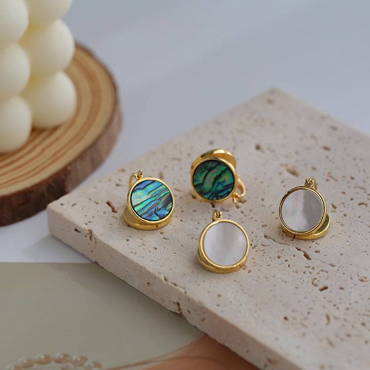 Abalone and white Mother of Pearls Shell-shaped earrings - Zafari Studio Jewelry