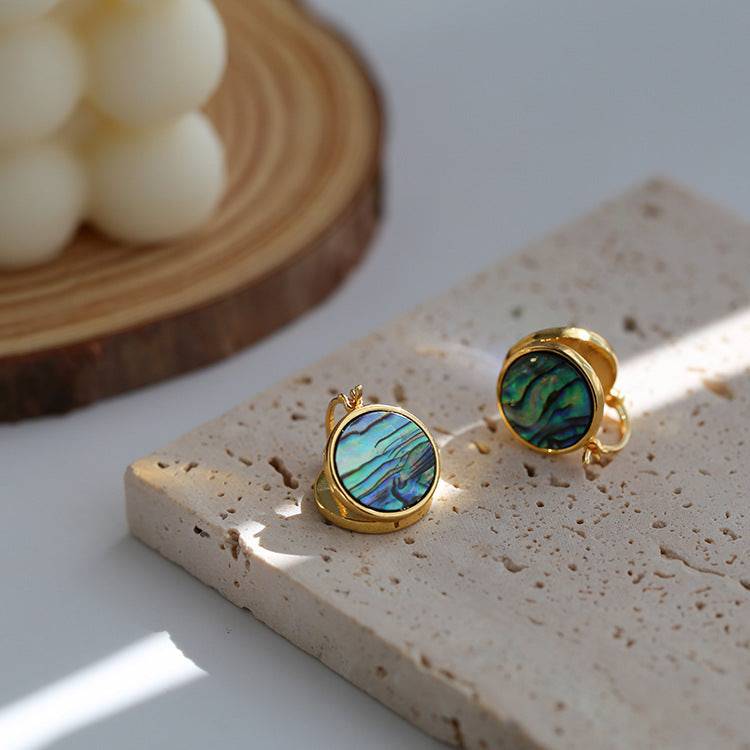 Abalone and white Mother of Pearls Shell-shaped earrings - Zafari Studio Jewelry