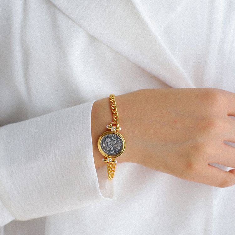 Roman Ancient Coin Bracelet Sterling Silver - Zafari Studio Jewelry