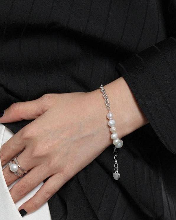 Pearl Beaded Chain Bracelet Sterling Silver - Zafari Studio Jewelry