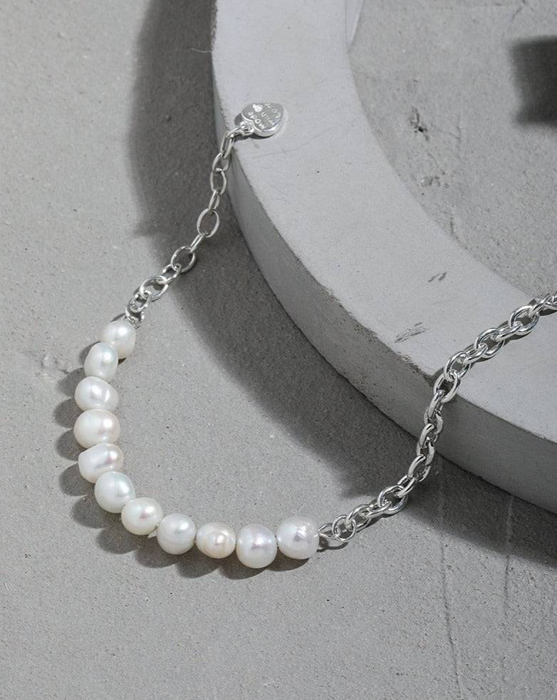Pearl Beaded Chain Bracelet Sterling Silver - Zafari Studio Jewelry