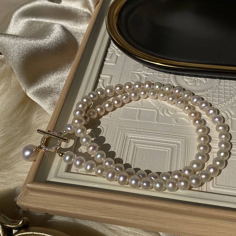 Crystallized Toggle Clasp Freshwater Pearl Strand - Zafari Studio Jewelry