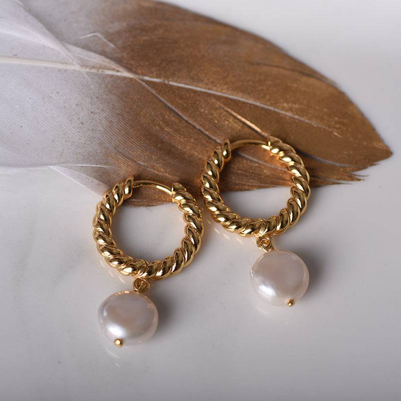 Elegant Drop Pearl Earrings Gold Vermeil - Zafari Studio Jewelry