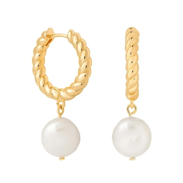 Elegant Drop Pearl Earrings Gold Vermeil - Zafari Studio Jewelry