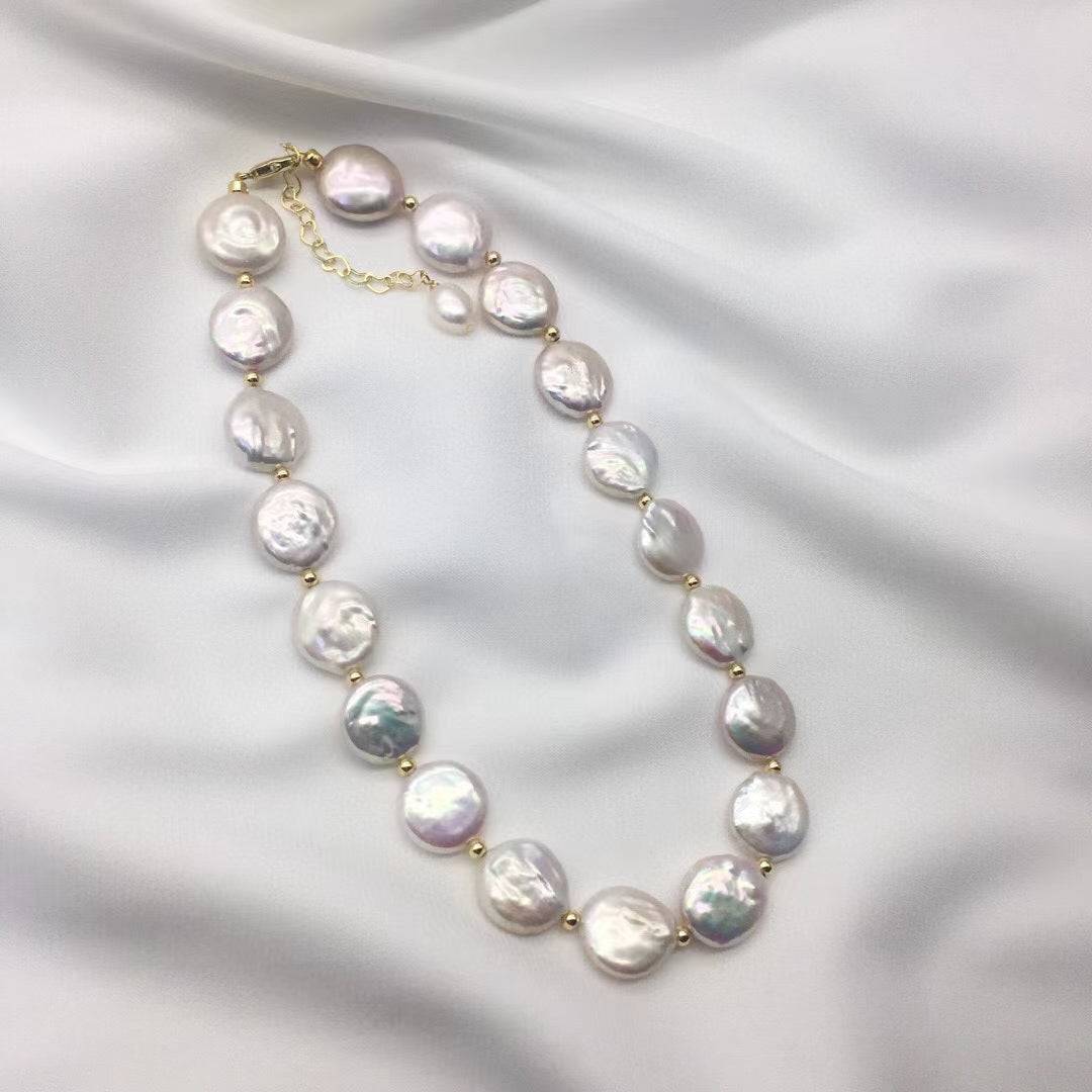 Button Pearl Necklace Bracelet and Earrings (Purchase Individually) - Zafari Studio Jewelry