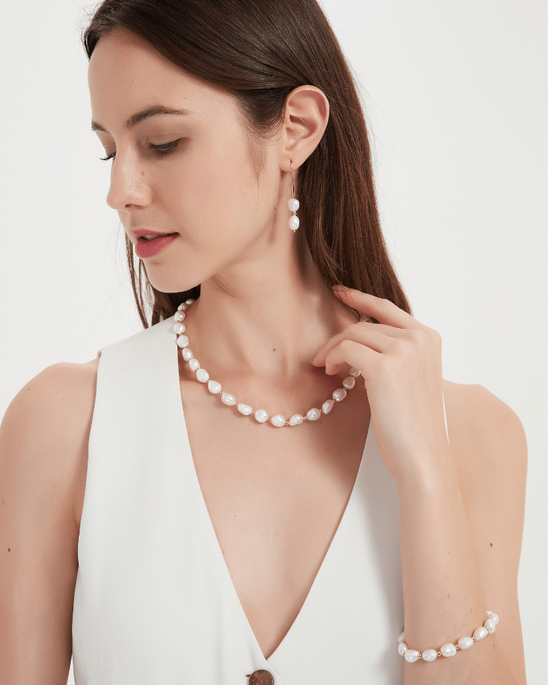ELISA Pearl Matching Necklace, Bracelet & Earrings (Purchase Individually) - Zafari Studio Jewelry