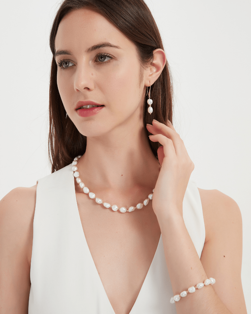 ELISA Pearl Matching Necklace, Bracelet & Earrings (Purchase Individually) - Zafari Studio Jewelry