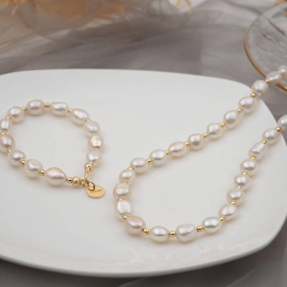 ELISA Pearl Matching Necklace, Bracelet & Earrings (Purchase Individually) - Zafari Studio Jewelry