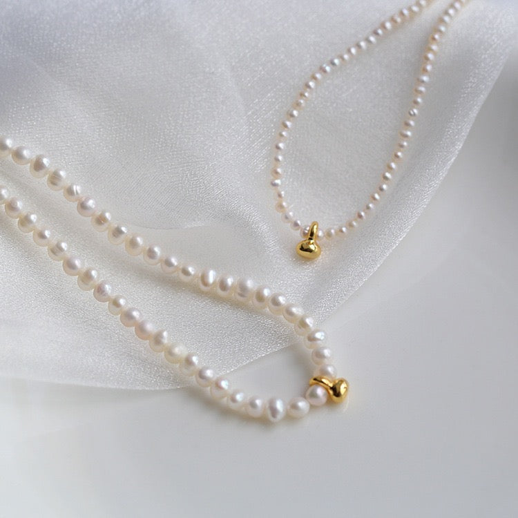 Gold Beaded Pearl Necklace - Zafari Studio Jewelry