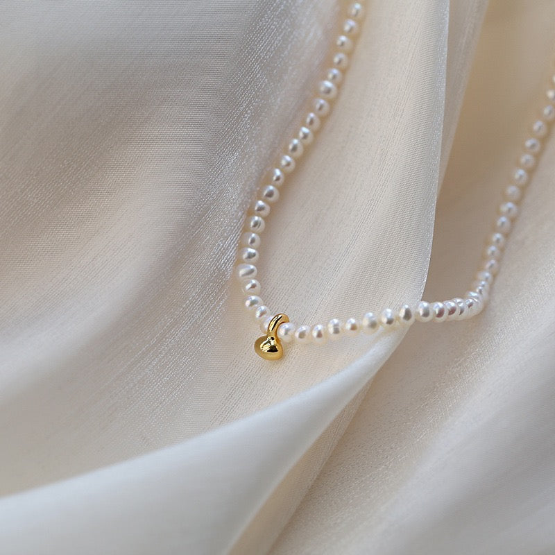 Gold Beaded Pearl Necklace - Zafari Studio Jewelry